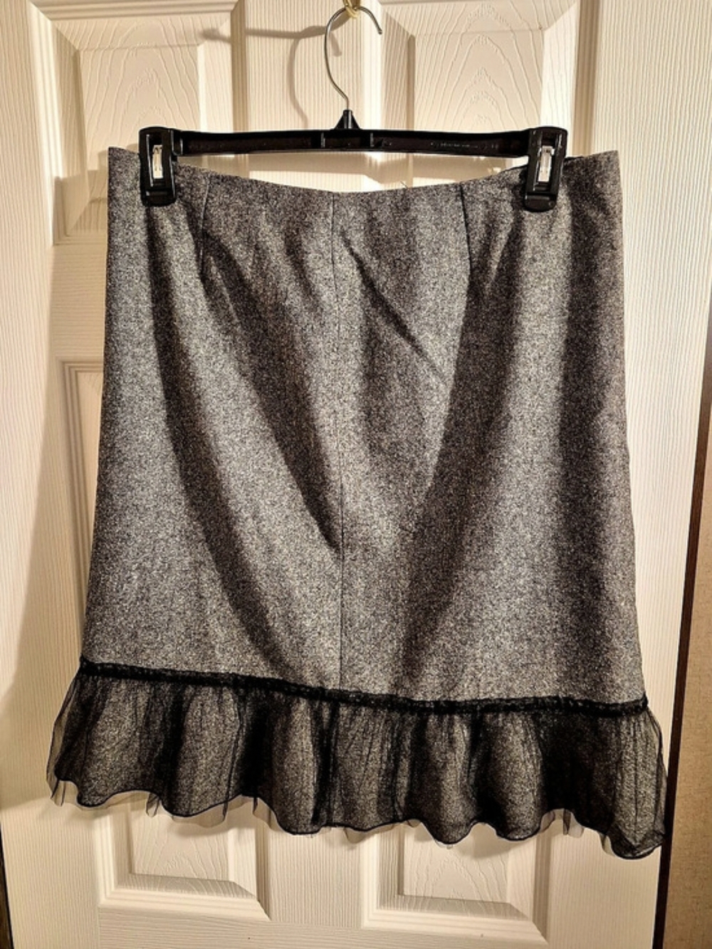 Josephine Chaus Petite Ruffle Mini Skirt Black Gray Size 14P
